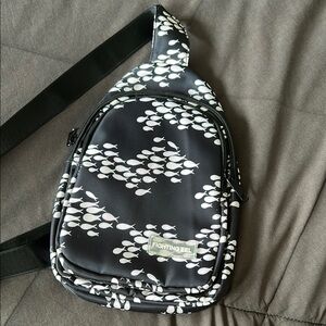Fighting Eel Black and White Belt Bag with Geometric Design